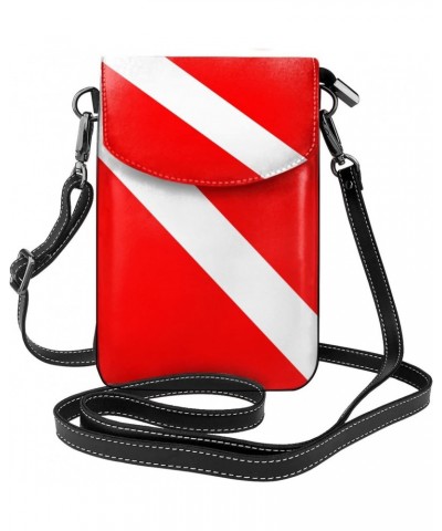 Diver Down Flag Small Crossbody Phone Bag For Women Pu Leather Cellphone Purse Shoulder Bag Wallet $15.07 Crossbody Bags