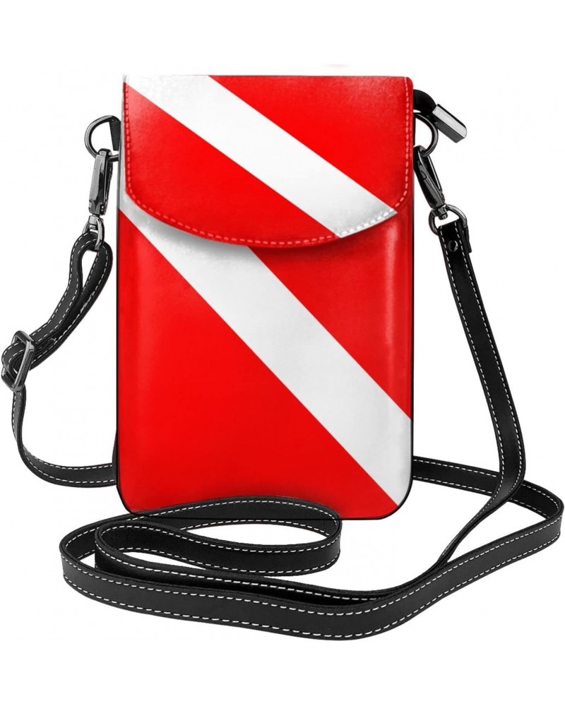 Diver Down Flag Small Crossbody Phone Bag For Women Pu Leather Cellphone Purse Shoulder Bag Wallet $15.07 Crossbody Bags