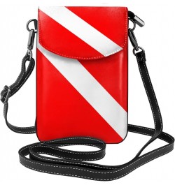 Diver Down Flag Small Crossbody Phone Bag For Women Pu Leather Cellphone Purse Shoulder Bag Wallet $15.07 Crossbody Bags