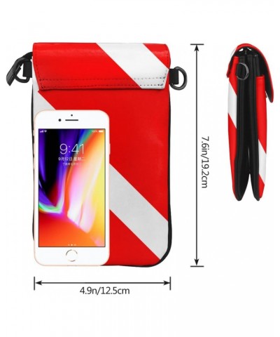 Diver Down Flag Small Crossbody Phone Bag For Women Pu Leather Cellphone Purse Shoulder Bag Wallet $15.07 Crossbody Bags