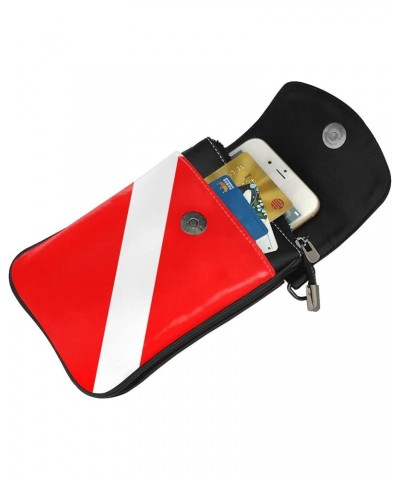 Diver Down Flag Small Crossbody Phone Bag For Women Pu Leather Cellphone Purse Shoulder Bag Wallet $15.07 Crossbody Bags