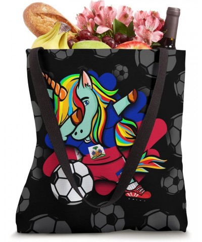 Dabbing Unicorn Haiti Soccer Lovers Jersey Haitian Football Tote Bag $14.18 Totes