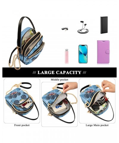 Vehicle Cell Phone Purse Monster Truck Go Cool Crossbody Handbag Durable Shoulder Bag Sturdy Travel Pouch Compact Chic Bag fo...