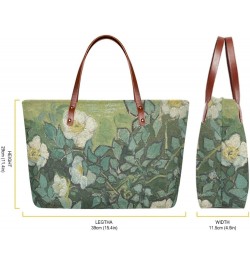 Women's Van Gogh Oil Painting Printed PU Leather Handbag Tote Bag Fashion Top-Handle Shoulder Bag Satchel Purse Wild Roses $2...