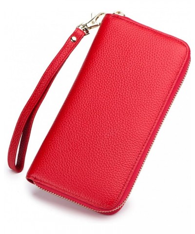 RFID Card Case Wallet for Women Men Leather Wristlet Purse Wallet (Khaki) Red $18.63 Totes