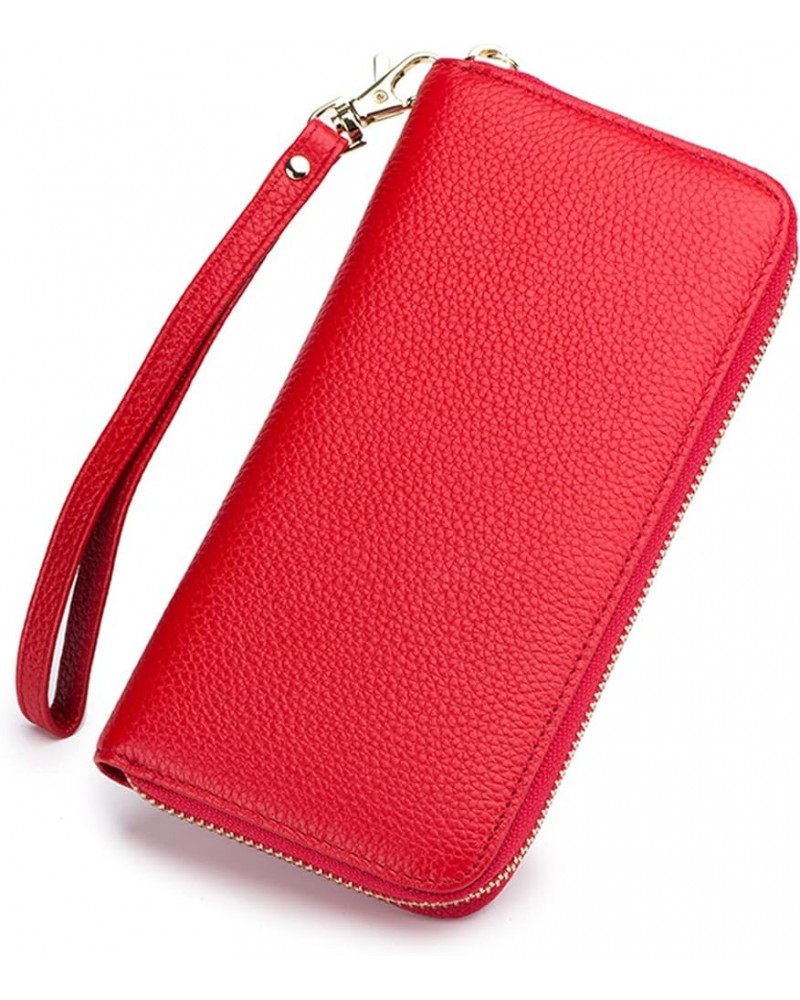 RFID Card Case Wallet for Women Men Leather Wristlet Purse Wallet (Khaki) Red $18.63 Totes