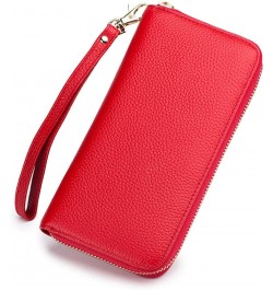 RFID Card Case Wallet for Women Men Leather Wristlet Purse Wallet (Khaki) Red $18.63 Totes