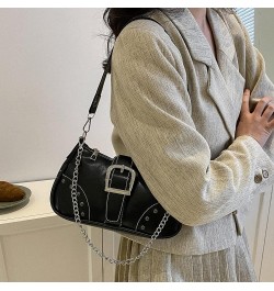 Y2k Purse Small Shoulder Bag for Women Y2k 90s Hobo Handbag Trendy Leather Clutch Purse Chain Underarm Bag 2023 A1-black $17....