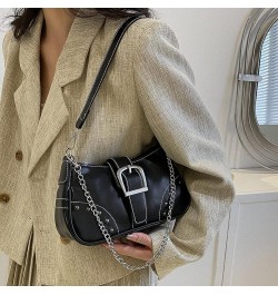 Y2k Purse Small Shoulder Bag for Women Y2k 90s Hobo Handbag Trendy Leather Clutch Purse Chain Underarm Bag 2023 A1-black $17....