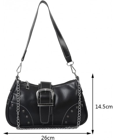 Y2k Purse Small Shoulder Bag for Women Y2k 90s Hobo Handbag Trendy Leather Clutch Purse Chain Underarm Bag 2023 A1-black $17....