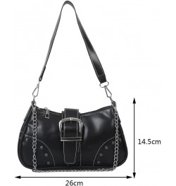 Y2k Purse Small Shoulder Bag for Women Y2k 90s Hobo Handbag Trendy Leather Clutch Purse Chain Underarm Bag 2023 A1-black $17....