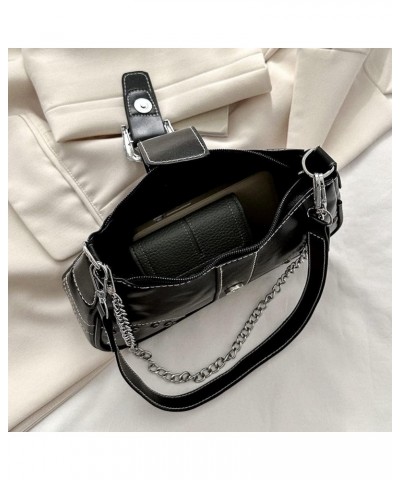 Y2k Purse Small Shoulder Bag for Women Y2k 90s Hobo Handbag Trendy Leather Clutch Purse Chain Underarm Bag 2023 A1-black $17....