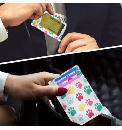 Pink Yellow Blue Dog Paws Slim Minimalist Wallet Small Card Wallets PU Leather Front Pocket Wallets $10.61 Wallets