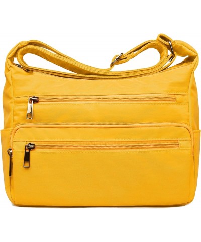 RFID Purses for Women Fabric Nylon Multi Pocket Crossbody Bag Ladies Travel Handbag Yellow $12.30 Crossbody Bags