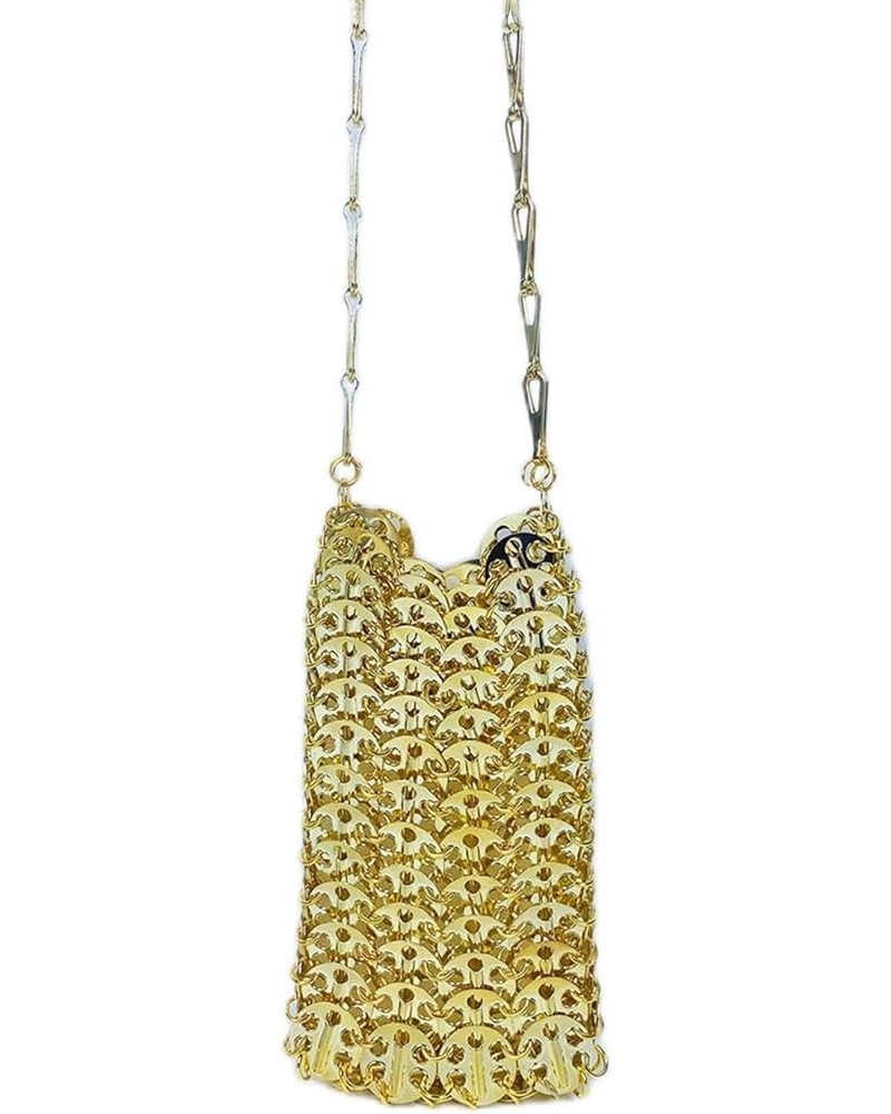 Metal gold sequined mobile phone lipstick crossbody bag niche bags women's bag Silver $17.63 Totes