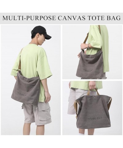 The Tote Bag for Women, Large Canvas Tote Bag with Zipper Fashion Shoulder Crossbody Bag Handbag (Khaki) C-grey $22.16 Totes