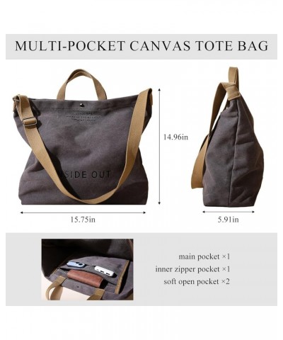 The Tote Bag for Women, Large Canvas Tote Bag with Zipper Fashion Shoulder Crossbody Bag Handbag (Khaki) C-grey $22.16 Totes