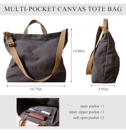 The Tote Bag for Women, Large Canvas Tote Bag with Zipper Fashion Shoulder Crossbody Bag Handbag (Khaki) C-grey $22.16 Totes