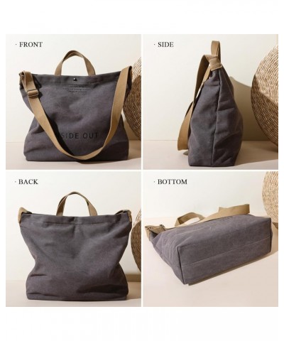 The Tote Bag for Women, Large Canvas Tote Bag with Zipper Fashion Shoulder Crossbody Bag Handbag (Khaki) C-grey $22.16 Totes