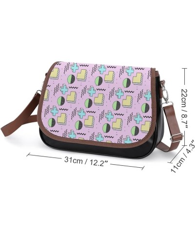 Printed Crossbody Bag Shoulder Bag PU Leather Women's Designer Satchels Heart Arrow Pink Color1 $20.50 Satchels