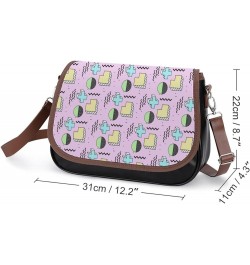 Printed Crossbody Bag Shoulder Bag PU Leather Women's Designer Satchels Heart Arrow Pink Color1 $20.50 Satchels