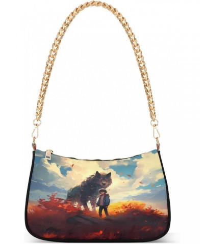 Shoulder Bags for Women Wolf (35) Hobo Tote Handbag Small Clutch Purse with Zipper Closure $18.28 Shoulder Bags