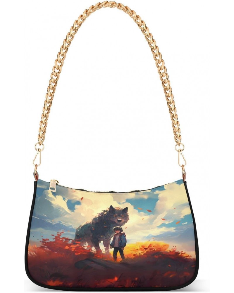 Shoulder Bags for Women Wolf (35) Hobo Tote Handbag Small Clutch Purse with Zipper Closure $18.28 Shoulder Bags