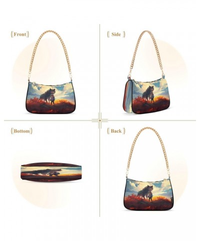 Shoulder Bags for Women Wolf (35) Hobo Tote Handbag Small Clutch Purse with Zipper Closure $18.28 Shoulder Bags