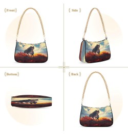 Shoulder Bags for Women Wolf (35) Hobo Tote Handbag Small Clutch Purse with Zipper Closure $18.28 Shoulder Bags