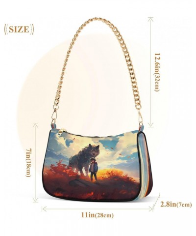 Shoulder Bags for Women Wolf (35) Hobo Tote Handbag Small Clutch Purse with Zipper Closure $18.28 Shoulder Bags