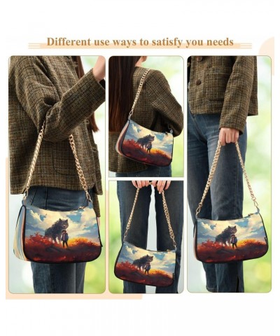 Shoulder Bags for Women Wolf (35) Hobo Tote Handbag Small Clutch Purse with Zipper Closure $18.28 Shoulder Bags