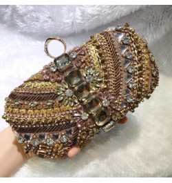 19x10CM Beaded Evening Bag Handmade Beading Clutch Bag Diamond Banquet Women Antique Cheongsam Dress Bag Coffee Gold $30.49 E...