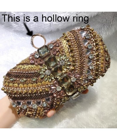 19x10CM Beaded Evening Bag Handmade Beading Clutch Bag Diamond Banquet Women Antique Cheongsam Dress Bag Coffee Gold $30.49 E...