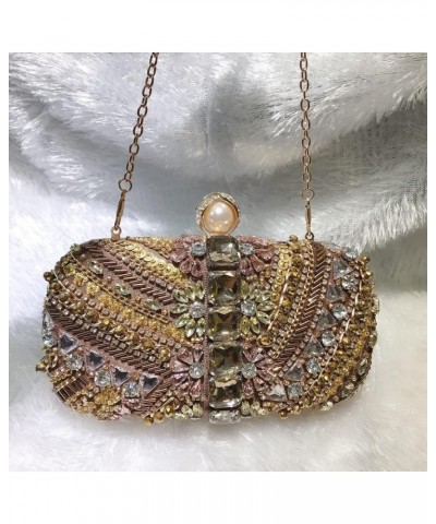 19x10CM Beaded Evening Bag Handmade Beading Clutch Bag Diamond Banquet Women Antique Cheongsam Dress Bag Coffee Gold $30.49 E...