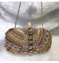 19x10CM Beaded Evening Bag Handmade Beading Clutch Bag Diamond Banquet Women Antique Cheongsam Dress Bag Coffee Gold $30.49 E...