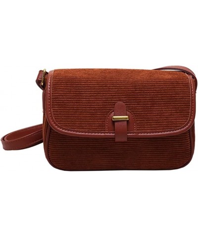 Small Square Bag for Women Simple Corduroy Crossbody Purse Vintage Everyday Shoulder Bag Lightweight Satchel Handbag Brown $2...