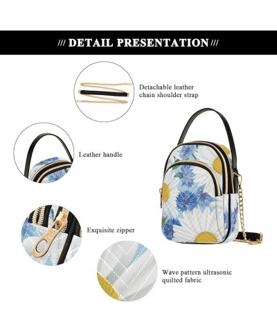 Women's Crossbody Bag, Daisy Butterfly Three Zipper Design Handbag Shoulder Bag Wallet Color377 $15.07 Crossbody Bags