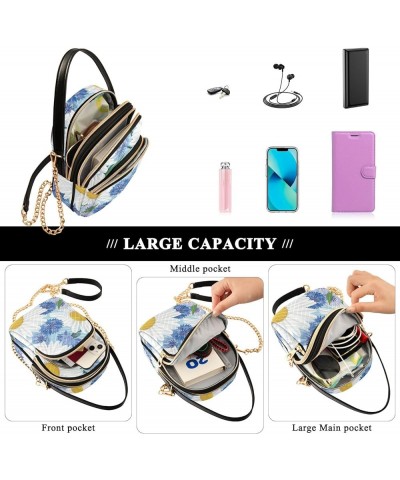 Women's Crossbody Bag, Daisy Butterfly Three Zipper Design Handbag Shoulder Bag Wallet Color377 $15.07 Crossbody Bags