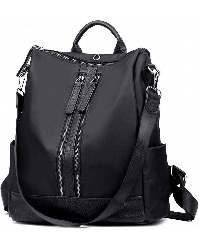 bag Women Pillow Nylon Backpack pure Color Double Zipper Preppy Style Travel Black Black $18.23 Backpacks