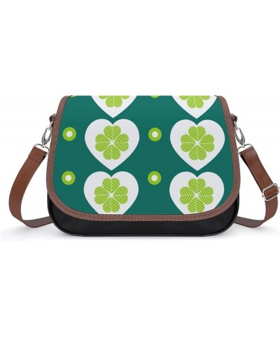 Printed Crossbody Bags Women City Leather Shoulder Bag Satchel Hobo Bags Trendy Green Clover Heart-shaped Color3 $25.49 Hobo ...