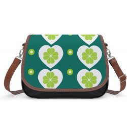 Printed Crossbody Bags Women City Leather Shoulder Bag Satchel Hobo Bags Trendy Green Clover Heart-shaped Color3 $25.49 Hobo ...