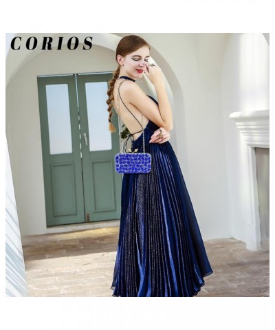 Women Rhinestone Evening Bag Multicolor Clutch Bag Bridal Wedding Purse Luxury Crystal Handbag Glitter Shoulder Bag Blue $24....