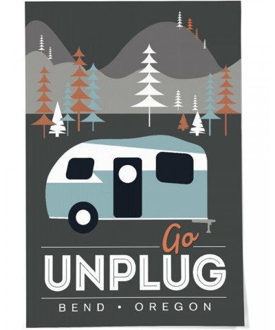 24x36 Inch Giclee Print, Bend, Oregon, Go Unplug, Retro Camper, Vector $22.50 Totes