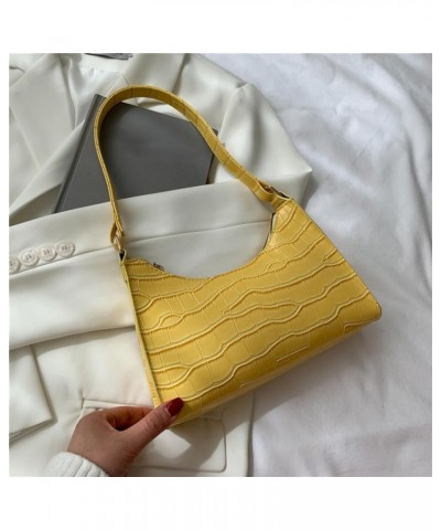 Fashion Solid Color PU Underarm Bag Compact Zipper Handbag Ladies Shoulder Bag One Shoulder Bag (Green, One Size) Yellow $11....