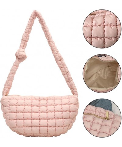 Women Puffer Tote Bag Large Capacity Quilted Shoulder Bag Zippper Puffy Crossbody Bag Bubble Satchel Sling Bag Commuti Pink $...