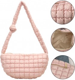 Women Puffer Tote Bag Large Capacity Quilted Shoulder Bag Zippper Puffy Crossbody Bag Bubble Satchel Sling Bag Commuti Pink $...