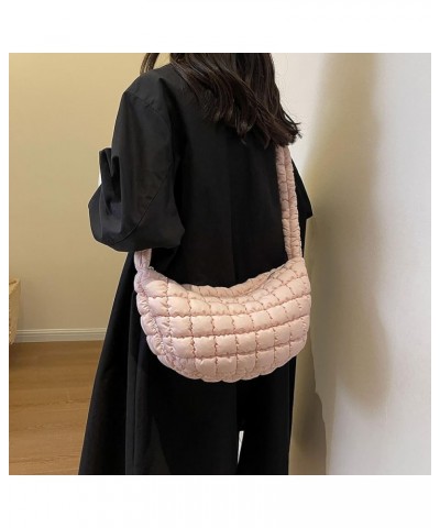 Women Puffer Tote Bag Large Capacity Quilted Shoulder Bag Zippper Puffy Crossbody Bag Bubble Satchel Sling Bag Commuti Pink $...