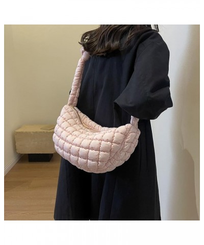 Women Puffer Tote Bag Large Capacity Quilted Shoulder Bag Zippper Puffy Crossbody Bag Bubble Satchel Sling Bag Commuti Pink $...