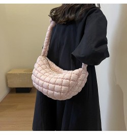 Women Puffer Tote Bag Large Capacity Quilted Shoulder Bag Zippper Puffy Crossbody Bag Bubble Satchel Sling Bag Commuti Pink $...