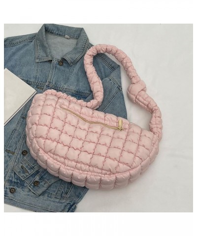 Women Puffer Tote Bag Large Capacity Quilted Shoulder Bag Zippper Puffy Crossbody Bag Bubble Satchel Sling Bag Commuti Pink $...